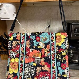 Vera Bradley Red and Blue Crossbody Bag with Quilted Design